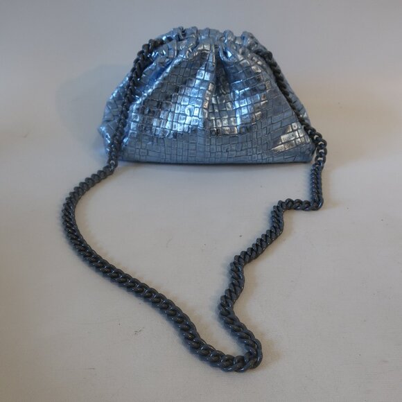 NWT Womens Maria La Rosa Mini Game Woven Sky Blue Laminated Clutch Handbag - Picture 4 of 11